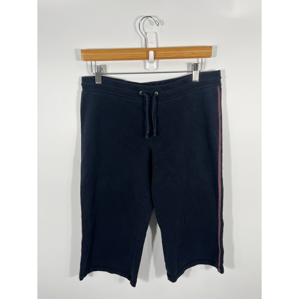 Y2K Womens Goucho Wide Leg Pants Petite S Navy Mid Rise Stretch Euro Summer Chic
